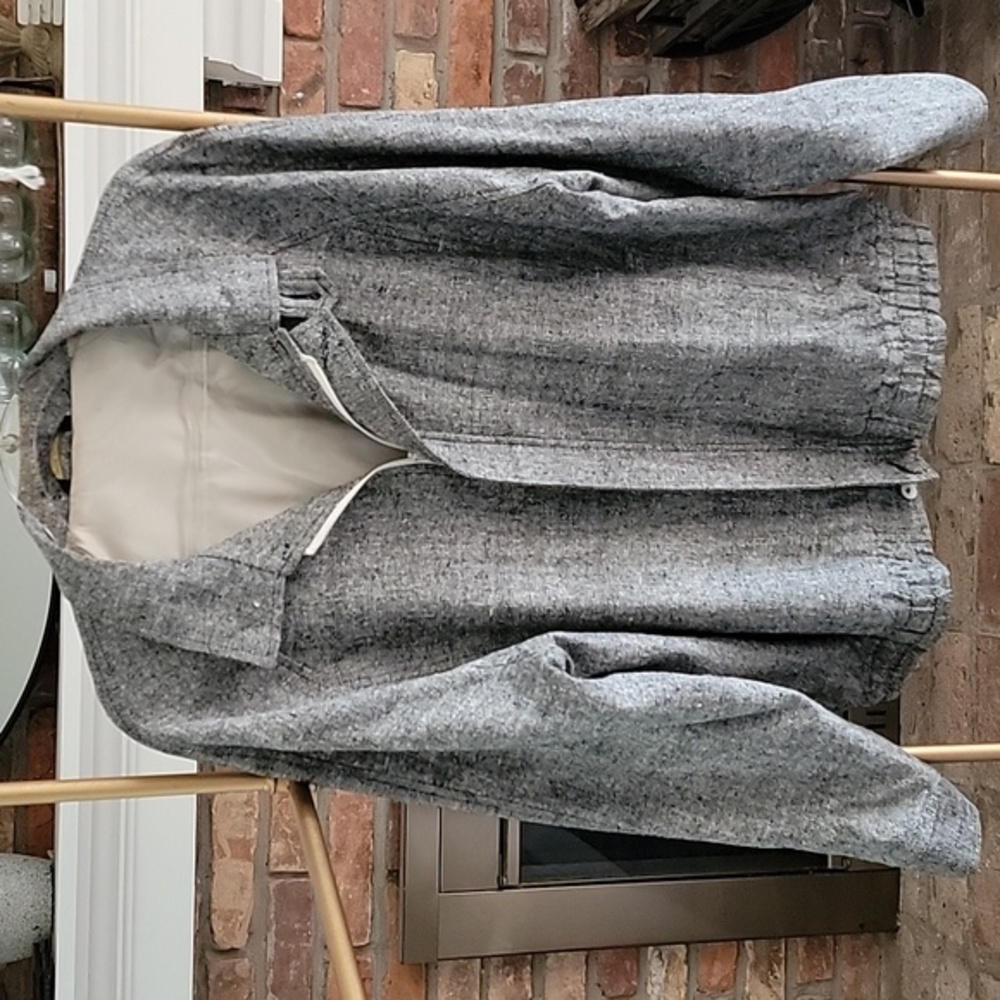 VNTG Bullok & Jones Mens Hand Woven Harris Tweed Speckled Bomber Jacket Sz L
